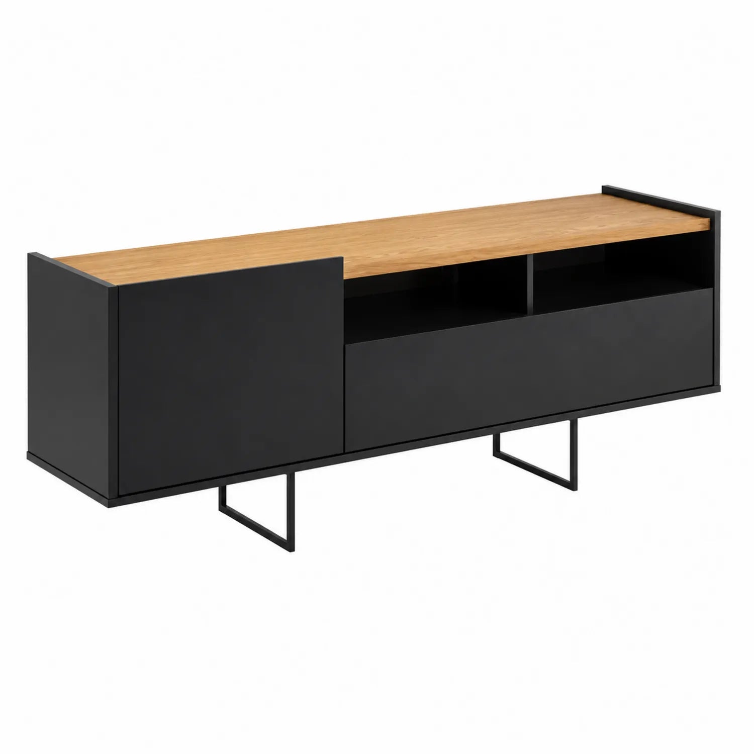 TV-Schrank MDF Schwarz und Natur 160x40x50 cm