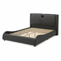 Doppelbett Holz und Kunstleder Schwarz 200x160 cm