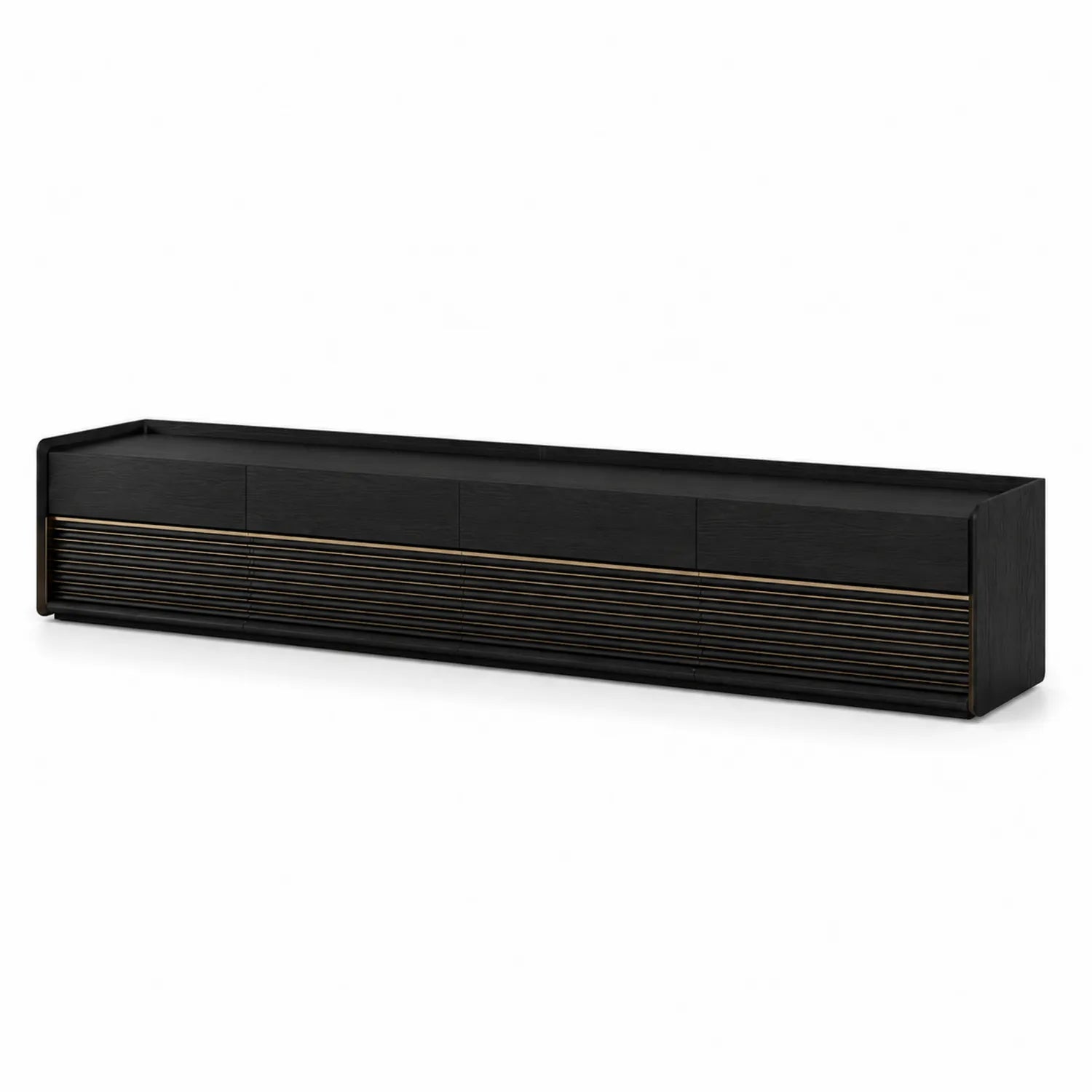 TV-Lowboard Schwarz Holzfurnier 200 cm