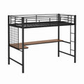 Metall Hochbett Schwarz mit MDF-Schreibtisch 200x90 cm