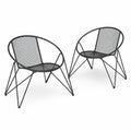 2er Set Metallstühle mit Netzdesign Schwarz