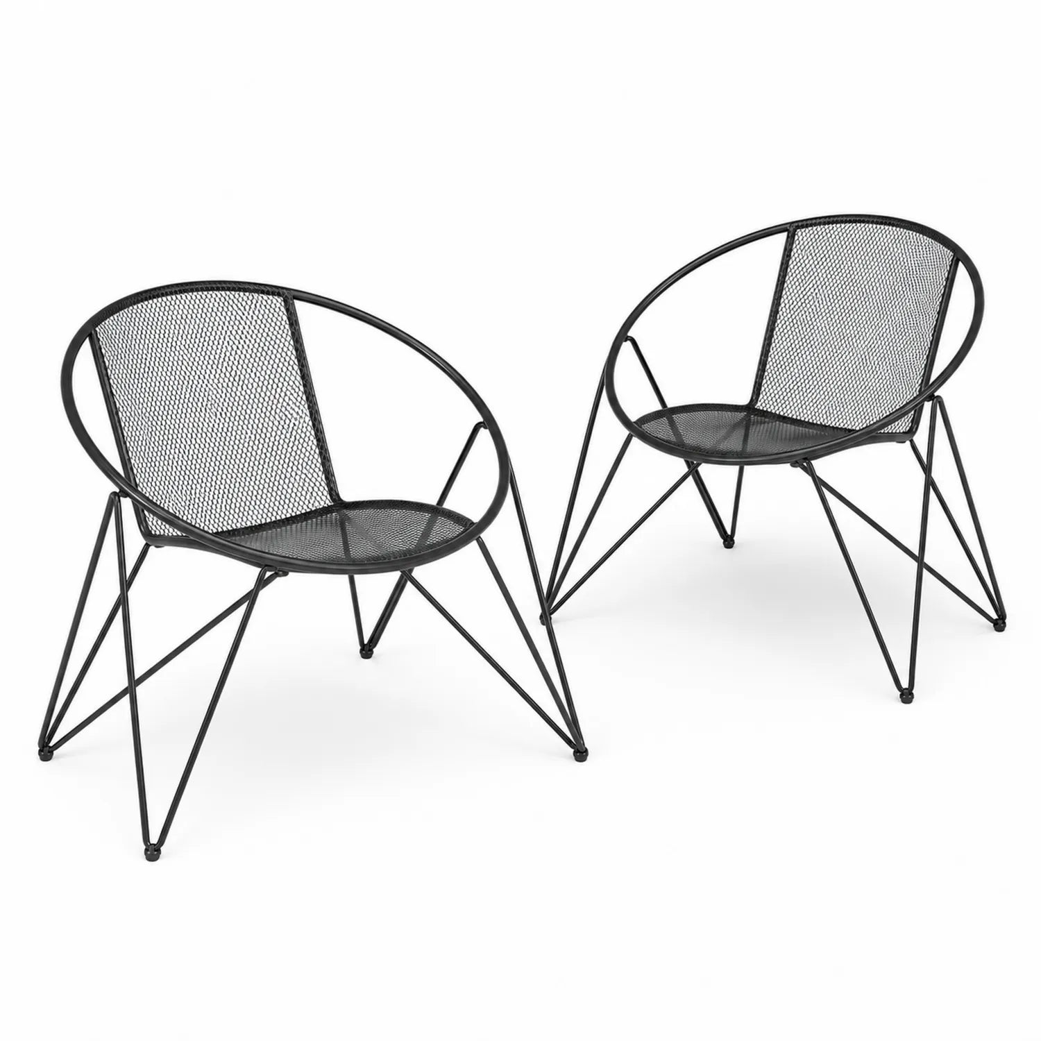2er Set Metallstühle mit Netzdesign Schwarz