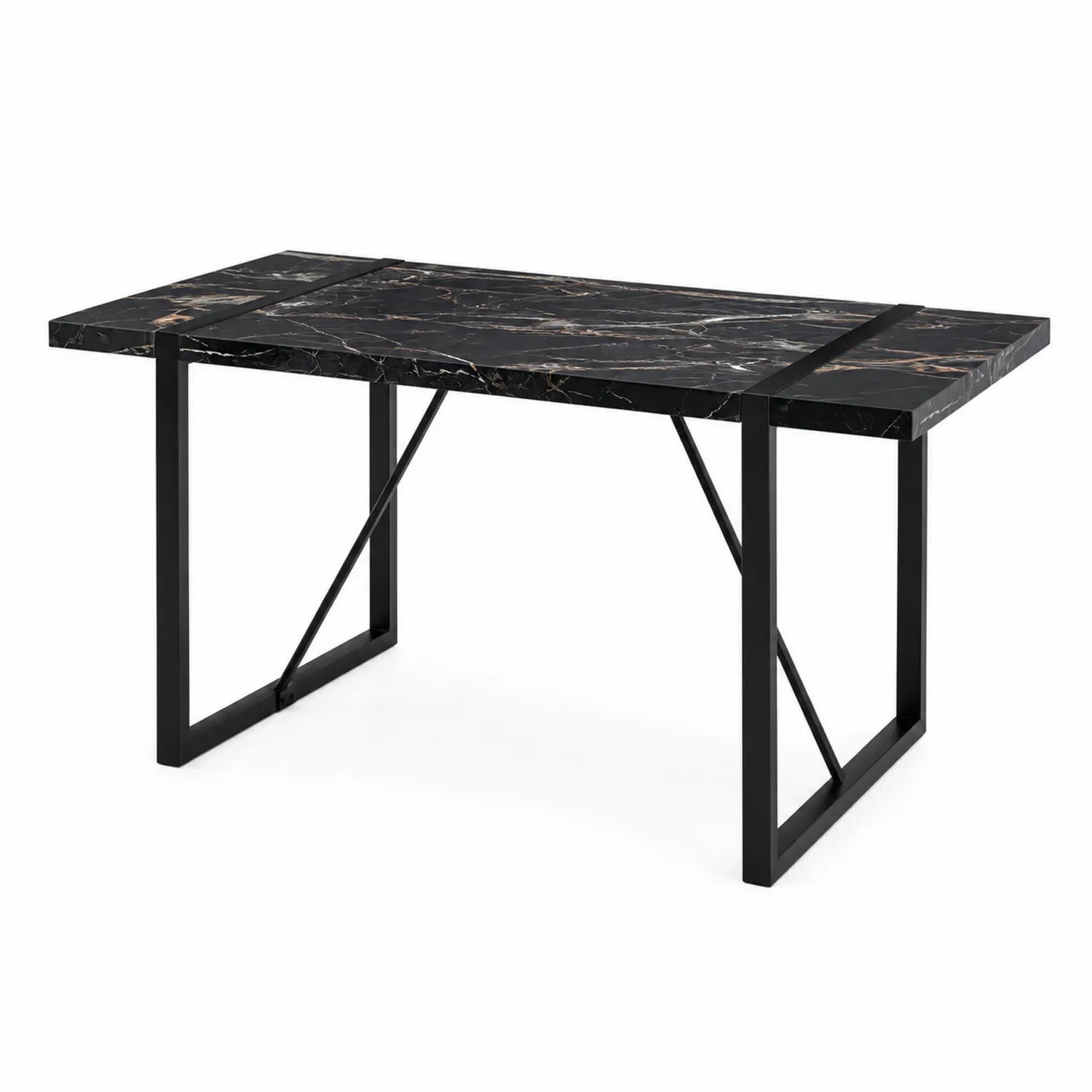 Esstisch Schwarz Kunstmarmor Metallrahmen 160x90x75cm