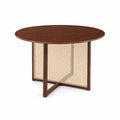 Runder Esstisch Nussbaum Rattan 75 cm Höhe 100 cm Durchmesser
