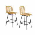 Set aus 2 Barhockern aus Rattan und Metall, Natur, 100 cm hoch