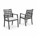 Set aus Aluminium Outdoor-Stühle mit weißen Polstern