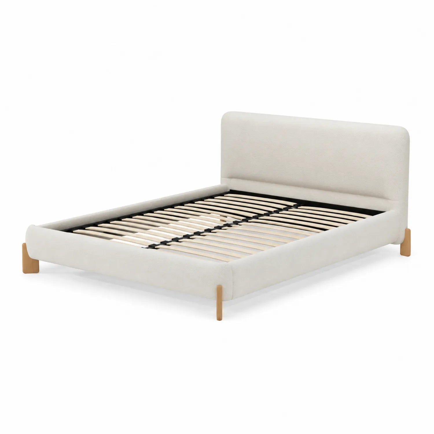 Polsterbett Stoff Holzbeine 200x160 cm Beige